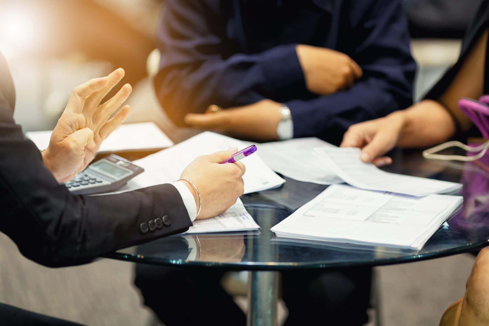 sales manager giving advice to his couple clients