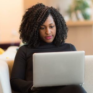 Woman using laptop