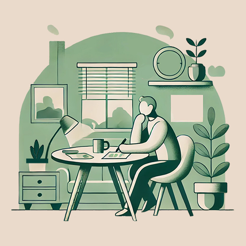 How to Plan and Budget for Unexpected Expenses 1 A graphic depicting someone at a table thinking about How to Plan and Budget for Unexpected Expenses